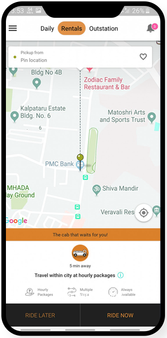 taxi booking app developmenr - user panel